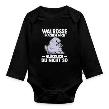 Walross - Baby Bio-Langarm-Body - Schwarz - Vorne