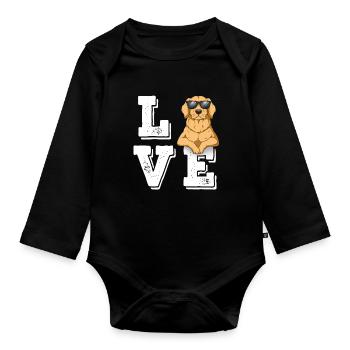 Adorer Golden Retriever - Body Bébé bio manches longues - noir - Devant