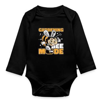 Hobby gardener garden mode on garden bees - Organic Longsleeve Baby Bodysuit - black - Front