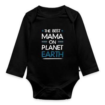 Beste Mama Spruch Mutter Mom - Baby Bio-Langarm-Body - Schwarz - Vorne