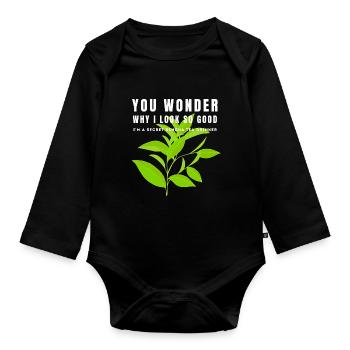 I'M A SECRET SENCHA TEA DRINKER SENCHATEE TEE - Organic Longsleeve Baby Bodysuit - black - Front