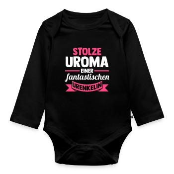 Urgroßmutter Uroma - Baby Bio-Langarm-Body - Schwarz - Vorne