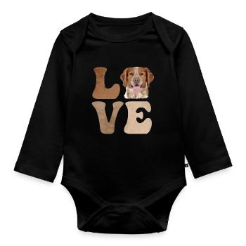 Brittany Spaniel Dog - Organic Longsleeve Baby Bodysuit - black - Front