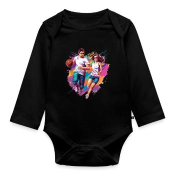 BASKETBALL forever! - Organic Longsleeve Baby Bodysuit - black - Front