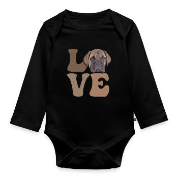 Bullmastiff Dog - Organic Longsleeve Baby Bodysuit - black - Front