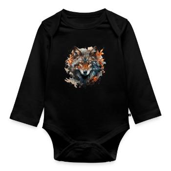Chien, loup, loup-garou, cerbère, mythe de - Body Bébé bio manches longues - noir - Devant