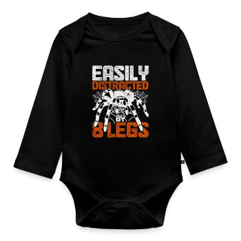 Tarantula Easily Distracted By 8 Legs - Organic Longsleeve Baby Bodysuit - black - Front