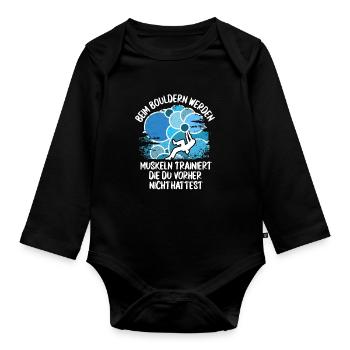 Vintage Bouldern Boulderer Klettern Kletterer - Baby Bio-Langarm-Body - Schwarz - Vorne