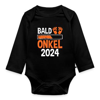 Werdender Onkel 2029 - Baby Bio-Langarm-Body - Schwarz - Vorne