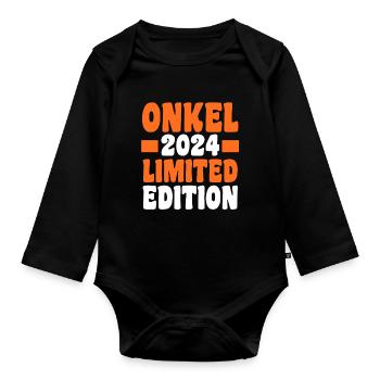 Werdender Onkel 2026 - Baby Bio-Langarm-Body - Schwarz - Vorne