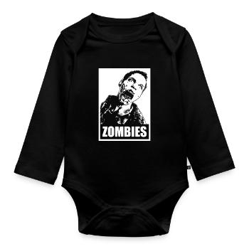 Affiche d’Halloween zombie - Body Bébé bio manches longues - noir - Devant