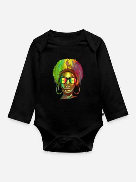 Sénégal - Body Bébé bio manches longues - noir