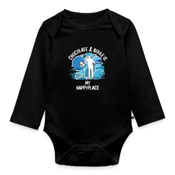 Boule Petanque Boccia Boules Schokolade - Baby Bio-Langarm-Body - Schwarz - Vorne