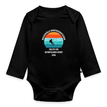 Canyoning Bergsteigen Klettern Wandern Berge - Baby Bio-Langarm-Body - Schwarz - Vorne