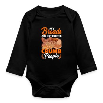Funny bread baking baker - Organic Longsleeve Baby Bodysuit - black - Front