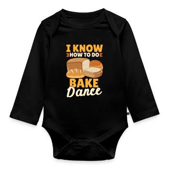 Funny bread baking baker - Organic Longsleeve Baby Bodysuit - black - Front