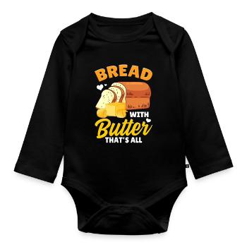Funny bread baking baker - Organic Longsleeve Baby Bodysuit - black - Front