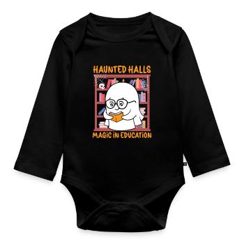 Haunted Halls Magie in der Bildung Lehrer Hallowee - Baby Bio-Langarm-Body - Schwarz - Vorne