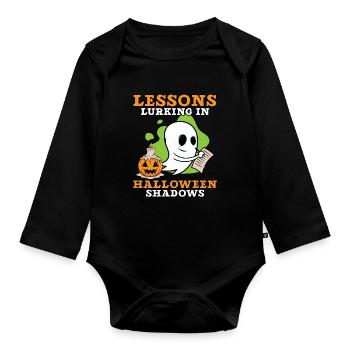 Lektionen, die in den Schatten von Halloween lauer - Baby Bio-Langarm-Body - Schwarz - Vorne