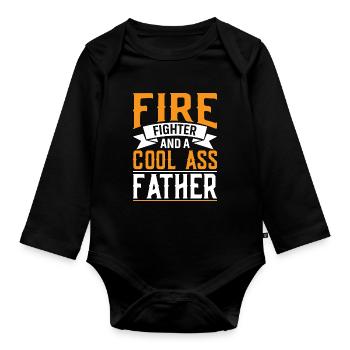 Pompier et papa cool - Body Bébé bio manches longues - noir - Devant