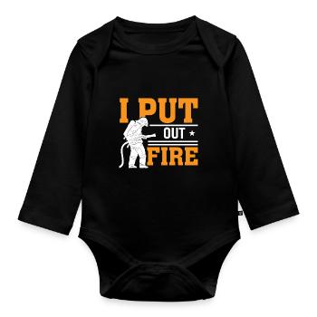 Ich Lösche Das Feuer - Baby Bio-Langarm-Body - Schwarz - Vorne