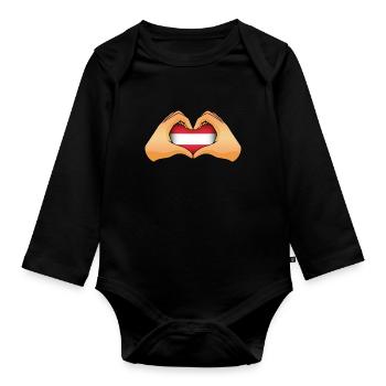 Austria - Organic Longsleeve Baby Bodysuit - black - Front