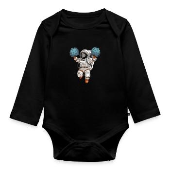 Cheerleader Cheerleading Astronaut - Organic Longsleeve Baby Bodysuit - black - Front