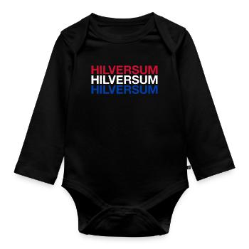 HILVERSUM Netherlands Niederlande Flagge - Baby Bio-Langarm-Body - Schwarz - Vorne