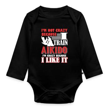 Aikido I Train Aikido - Organic Longsleeve Baby Bodysuit - black - Front