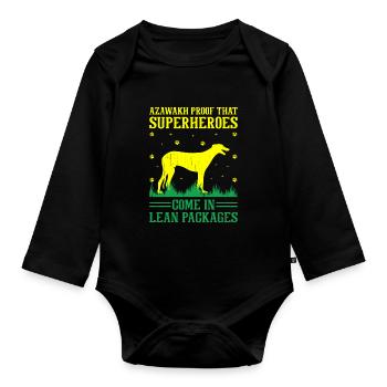 Azawakh Hundebesitzer Arabischer Windhund Tuareg Sloughi - Baby Bio-Langarm-Body - Schwarz - Vorne