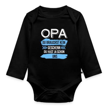 Opa Familie Enkelkind Geschenk - Baby Bio-Langarm-Body - Schwarz - Vorne