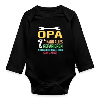 Opa Familie Großvater Geschenk - Baby Bio-Langarm-Body - Schwarz - Vorne