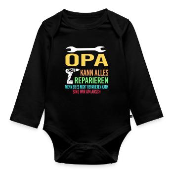 Opa Familie Großväter Geschenk - Baby Bio-Langarm-Body - Schwarz - Vorne