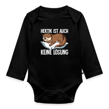 Hektik Ist Auch Keine Lösung - Baby Bio-Langarm-Body - Schwarz - Vorne