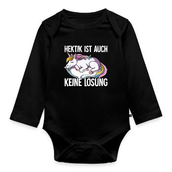 Hektik Ist Auch Keine Lösung - Baby Bio-Langarm-Body - Schwarz - Vorne