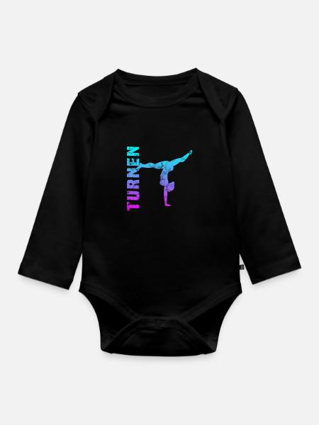 Turnen - Baby Bio-Langarm-Body - Schwarz