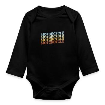 Motorrad Retro - Baby Bio-Langarm-Body - Schwarz - Vorne