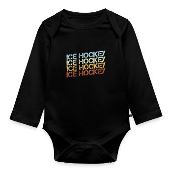 Eishockey Retro - Baby Bio-Langarm-Body - Schwarz - Vorne