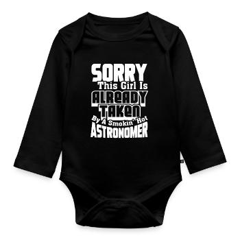 Astronomer Taken By Smokin Hot Astronomer - Organic Longsleeve Baby Bodysuit - black - Front