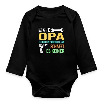 Opa Familie Großväter Geschenk - Baby Bio-Langarm-Body - Schwarz - Vorne