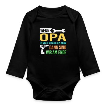 Opa Familie Großvater Geschenk - Baby Bio-Langarm-Body - Schwarz - Vorne