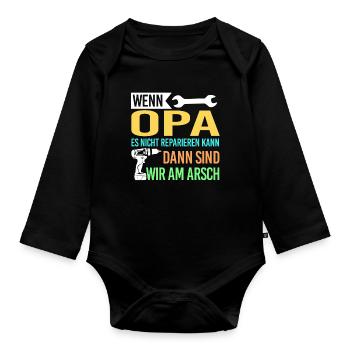 Opa Familie Großväter Geschenk - Baby Bio-Langarm-Body - Schwarz - Vorne