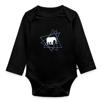 Éléphant - Body Bébé bio manches longues - noir - Devant