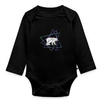 Bear - Organic Longsleeve Baby Bodysuit - black - Front