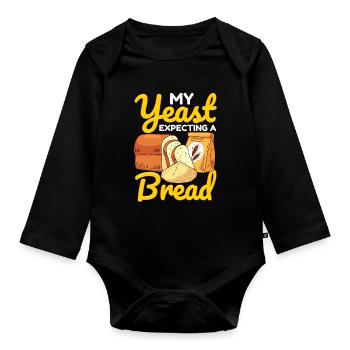 Funny bread baking baker - Organic Longsleeve Baby Bodysuit - black - Front