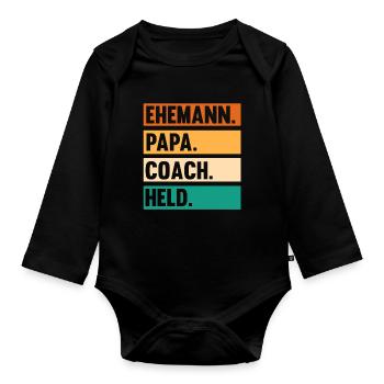 Vater Papa Mannschaft Trainer Und Coach - Baby Bio-Langarm-Body - Schwarz - Vorne
