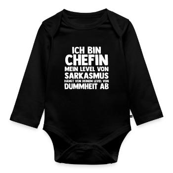 Arbeit Kollegen Büro Teamleiter Führungskraft Chef - Baby Bio-Langarm-Body - Schwarz - Vorne