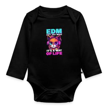 Edm Rave EDM Isn't Music It's Life Cat Headphones - Organic Longsleeve Baby Bodysuit - black - Front
