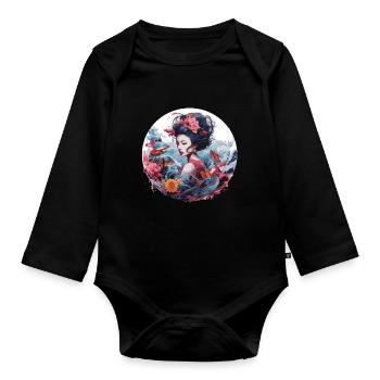 Geisha of Japan - Organic Longsleeve Baby Bodysuit - black - Front