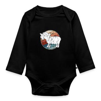 Schaf Retro - Baby Bio-Langarm-Body - Schwarz - Vorne